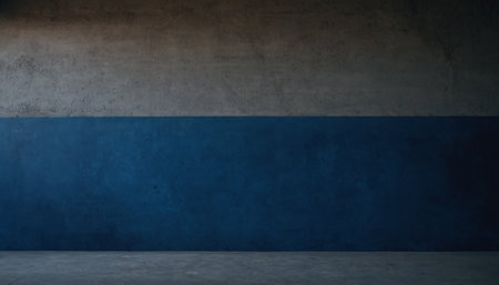 Blue wall with concrete floor. 3d rendering, 3d illustration.の素材