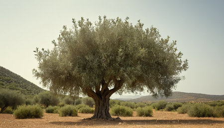 Olive tree in the olive grove, Alentejo, Portugalの素材