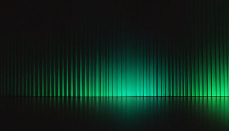 Green light in the dark room. Abstract background. 3d renderingの素材