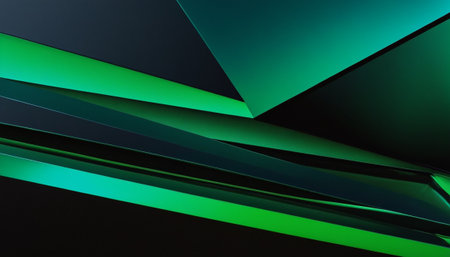 3d rendering of abstract geometric shapes in dark green and blue colorsの素材