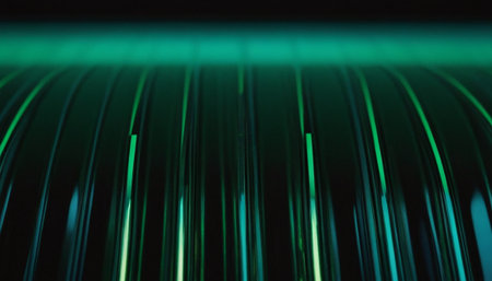 abstract 3d illustration of glowing lines and stripes in black backgroundの素材