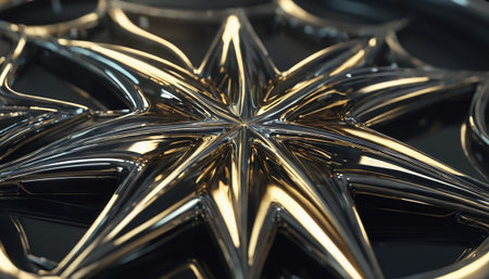 Geometric shapes made of metal. Abstract composition. 3D rendering.の素材