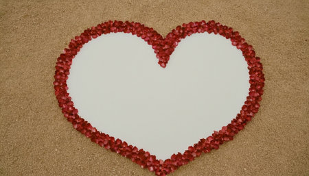 Valentine's day background with heart shape made of rose petalsの素材