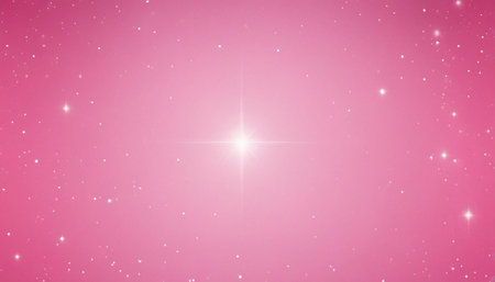 Pink background with glittering stars and sparkles. Vector illustration.の素材