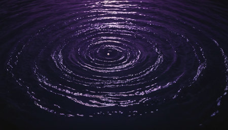 Water ripples on dark background. Water ripples in water.の素材
