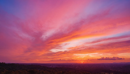 Beautiful sunset at Phu Kradueng National Park, Loei, Thailandの素材