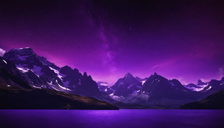 Fantasy landscape with mountains and lake. Elements of this image furnished by NASAの素材