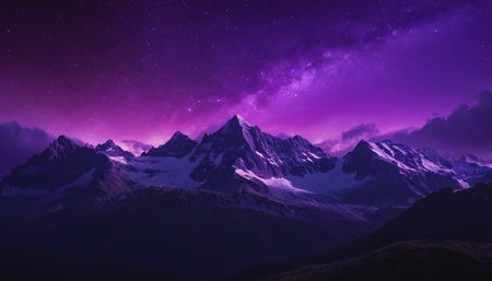 mountain landscape with milky way and stars in the night skyの素材