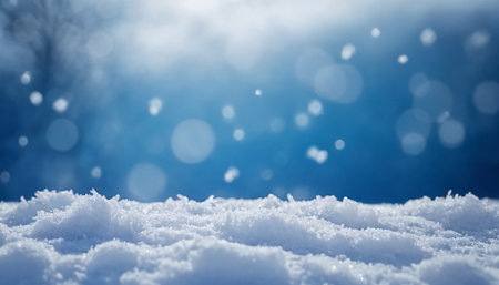 Winter background with snowflakes and bokeh effect. Winter landscape.の素材