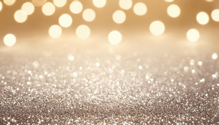 glitter vintage lights background. silver and gold. de-focusedの素材