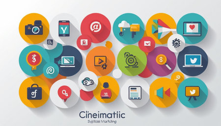 Flat design modern vector illustration concept of digital marketing and social media.の素材