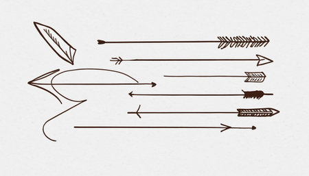 Arrows set. Hand drawn vector doodle sketch arrows.の素材