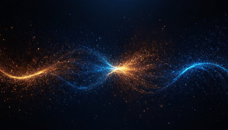 abstract background with a glowing particles and bokeh effect. 3d renderの素材