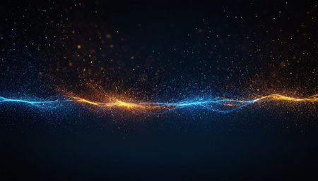 Abstract background with glowing particles and lines. 3d rendering, 3d illustration.の素材