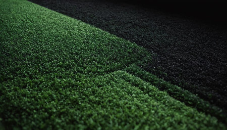 Soccer field background. Green grass texture. 3d render illustrationの素材