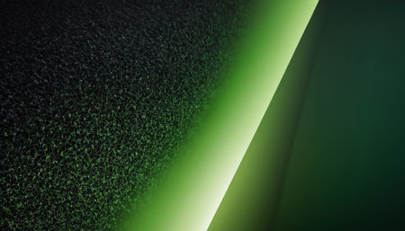 Abstract 3d rendering of black background with green lines and holes.の素材