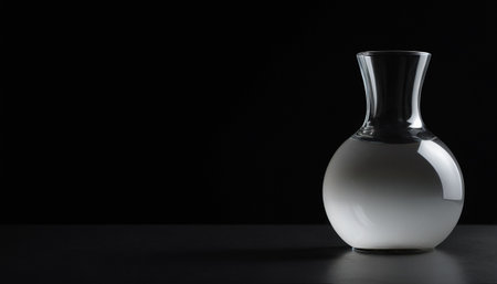 Glass decanter on a black background with copy space for textの素材