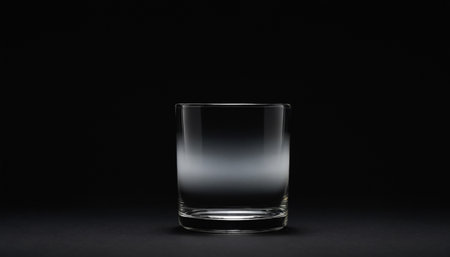 Empty glass on black background. Empty glass on black background with copy space.の素材