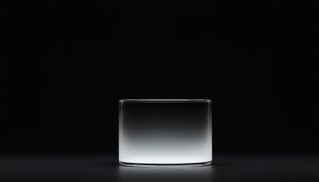 Empty glass vase on black background with copy space for your textの素材