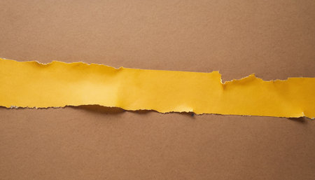 Torn paper with space for your message, on brown background.の素材