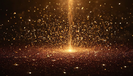 glitter vintage lights background. gold and black. de-focusedの素材