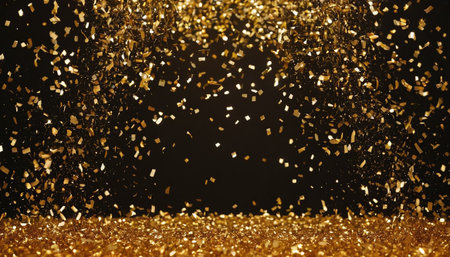 golden glitter vintage lights background. gold and black. defocusedの素材