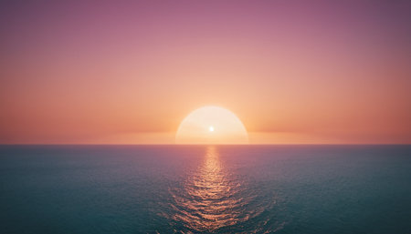 Beautiful sunset over the sea. Panoramic view of the sea.の素材