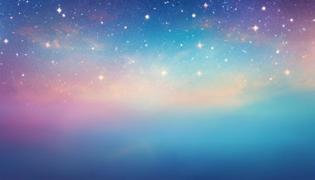 Night sky with stars and nebula. Colorful abstract background.の素材