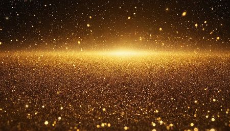 glitter vintage lights background. gold and black. de-focusedの素材