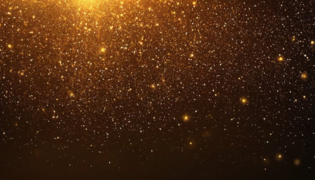 Golden glitter background with sparkles and bokeh. Vector illustrationの素材