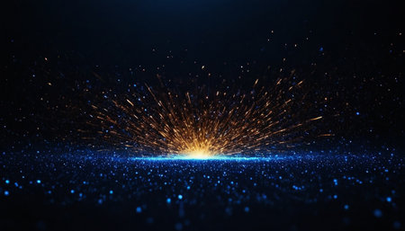 abstract background with blue lights and sparkles. 3d renderingの素材