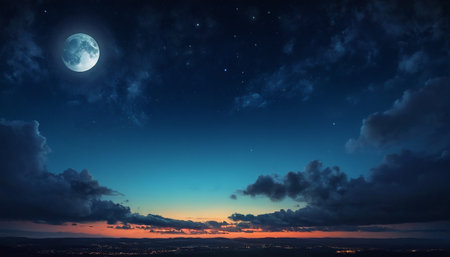 Night sky with clouds and full moon. Elements of this image furnished by NASAの素材