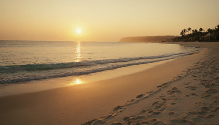 Sunset on the beach of the island of Tenerife, Canary Islands, Spainの素材