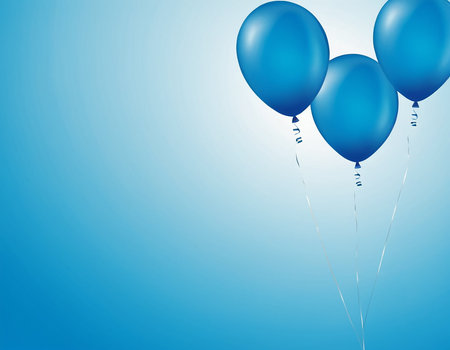 Blue balloons on blue background with space for text. Vector illustration.の素材