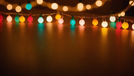 Colorful Christmas lights on a dark background. Bokeh.の素材