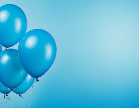 Blue balloons on blue background with copy space. 3D Renderingの素材
