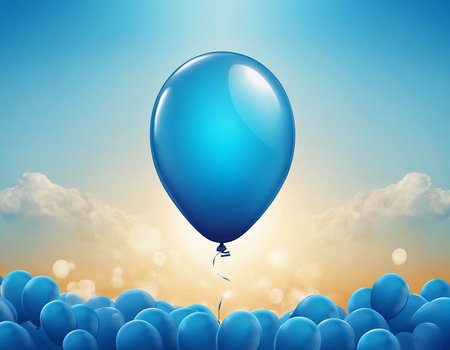 Blue balloon on blue sky background. Vector illustration. Eps 10.の素材