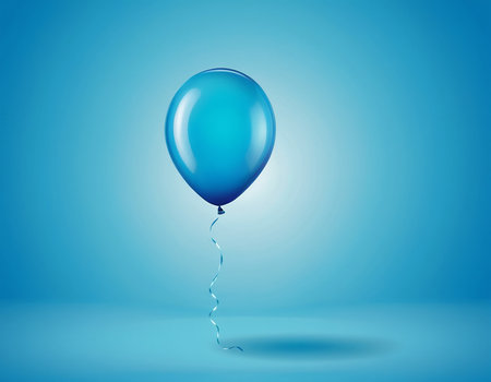 Blue balloon with ribbon on blue background. Vector illustration. Eps 10の素材