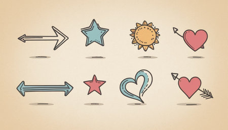 Hand drawn doodle arrow icon set. Vector illustration EPS10の素材