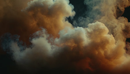 Dramatic cloud of smoke on a dark background. Abstract backgroundの素材