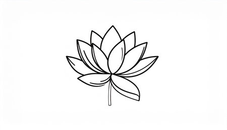 Lotus flower icon. Hand drawn lotus flower vector illustration.の素材