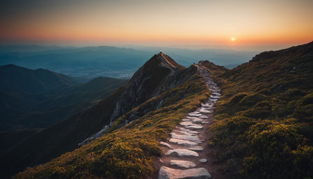 Sunset at the top of the mountain in Hong Kong, Chinaの素材