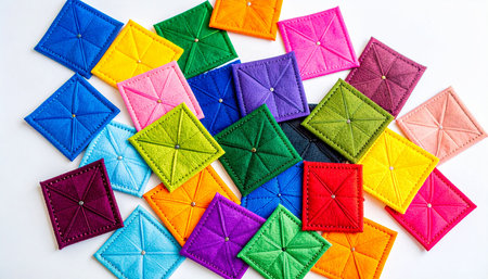 Colorful handcraft mat for handicrafts on white background.の素材