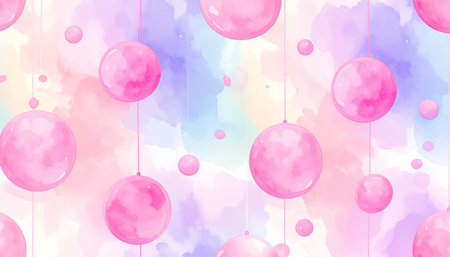 Watercolor seamless background with pink and blue balls. Vector illustration.の素材