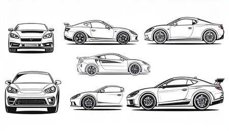 Set of sport cars isolated on a white background. Vector illustration.の素材