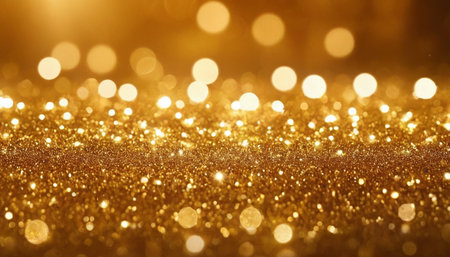 golden glitter vintage lights background. gold and black. de focusedの素材