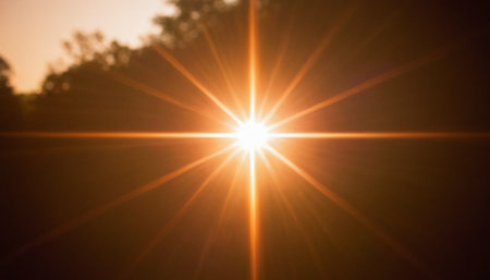 Sunny abstract background with lens flare. Natural sunbeams.の素材