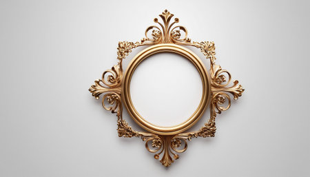 Golden vintage frame on a white background. 3d render illustration.の素材
