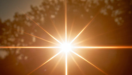 sun burst with lens flare effect. sun burst with rays and spotlightの素材