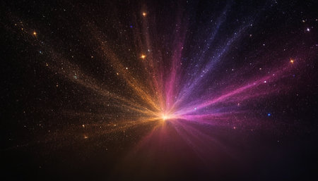 sparkling graphic particles in space, computer generated abstract background, 3D renderingの素材